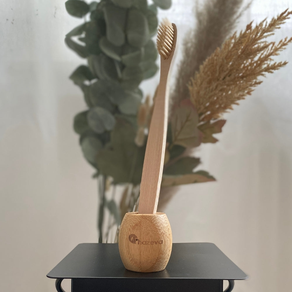 eco-friendly bamboo toothbrush holder